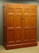 19th century scumbled pine doubled wardrobe, two panelled doors,