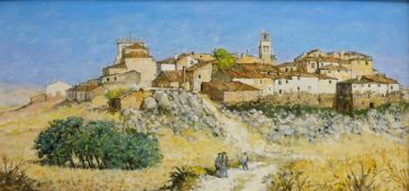 'Horna Spain', oil on board signed by Christopher Compton Hall (British 1930-2016),