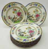 Set of ten Victorian Copeland Spode's 'Peacock' pattern dessert plates, pattern no.