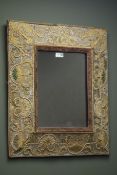 Rectangular needle and stump work framed mirror,