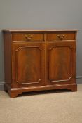 Reproduction mahogany sideboard, two drawers above two cupboards, W95cm, H85cm,