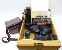 Zenit EM, Olympus OM30, Mintax 35mm in box, Photax Super Paragon lens,