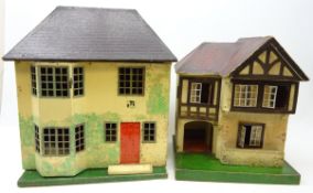 1940s painted wooden and tin plate dolls house,
