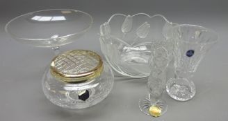 Stuart crystal rose bowl, Royal Doulton crystal vase, Raphael glass comport etc,