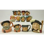 Collection of twelve miniature Royal Doulton character jugs including; 'Mad Hatter', two 'Falstaff',