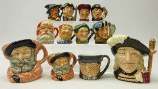 Collection of twelve miniature Royal Doulton character jugs including; 'Mad Hatter', two 'Falstaff',