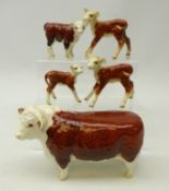 Beswick Hereford Bull 'Champion of Champions' and four Hereford calves (5) Condition