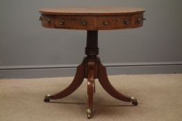 Early 19th century rosewood and inlaid drum table, eight segment veneered top,