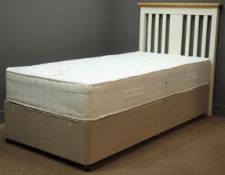 'Bentley Designs 3' divan bed with ivory and oak finish headboard,