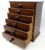 Victorian mahogany tabletop collectors chest of six graduated drawers, W40cm, H50cm,