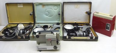 Photography equipment comprising three Russian cased enlargers,