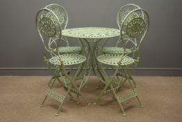 Green finish wrought metal circular garden table (D70cm,