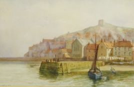 Tate Hill Pier Whitby, watercolour signed and dated with initials F.E.J.