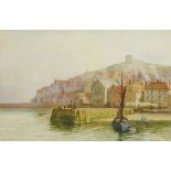 Tate Hill Pier Whitby, watercolour signed and dated with initials F.E.J.