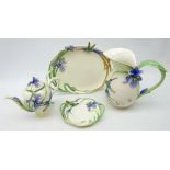 Franz porcelain 'Hummingbird' pattern teaware; teapot, water jug,