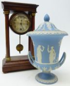 Late 19th century Wedgwood light blue jasperware urn shaped vase and cover and a 20th century