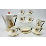 1930's Royal Doulton coffee set decorated in the 'Reynard The Fox' pattern Rd.