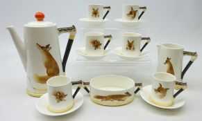 1930's Royal Doulton coffee set decorated in the 'Reynard The Fox' pattern Rd.