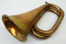 Brass and Copper Bugle with plated mouthpiece,