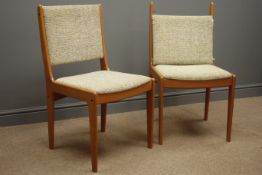 D Scan - pair teak framed high back dining chairs,