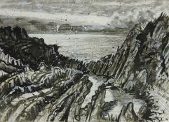 Landscape Forms, two mixed medias on paper by Anna Kirk-Smith (British Contemporary),