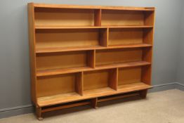 Mahogany bookcase with five staggered divided shelves, W183cm, H143cm,