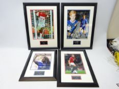 Four framed colour photographs of English football players,