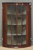 19th century mahogany corner cabinet, projecting cornice, glazed curved door,