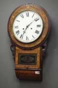 19th century inlaid walnut drop dial 'Superior 8 Day' wall clock,