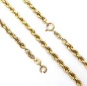 9ct gold chain necklace and matching bracelet hallmarked 7.