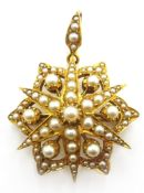 Edwardian gold star shape seed pearl pendant/brooch, 2.