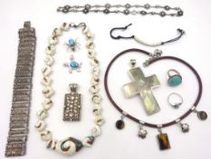 Silver, turquoise stone set, and costume jewellery