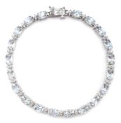 White gold aquamarine and diamond bracelet,