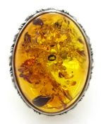 Silver Baltic amber ring stamped 925 Condition Report <a href='//www.
