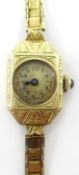 14ct gold 1930s wristwatch stamped 0.585, weight excluding movement approx 9gm