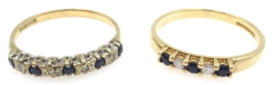 Two sapphire and diamond 9ct gold rings hallmarked Condition Report <a