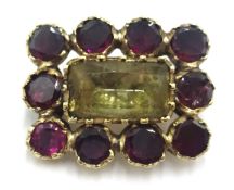 Georgian foil backed garnet and citrine gold brooch Condition Report <a