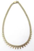 9ct gold fringe necklace hallmarked approx 25gm Condition Report <a href='//www.
