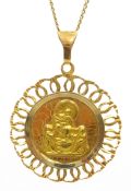 18ct gold Holy Family pendant necklace stamped 750 approx 7.