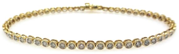 9ct gold circular set diamond line bracelet hallmarked Condition Report Approx 5.