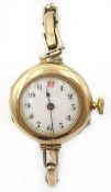 9ct rose gold wristwatch import marks London 1916 on expanding gold bracelet approx 19.