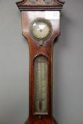 19th century mahogany five dial wheel barometer, swan neck pediment,