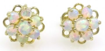 Pair of opal silver-gilt flower cluster ear-rings Condition Report <a