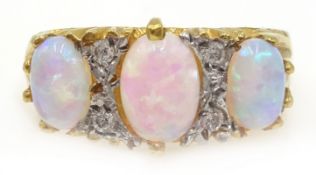 Silver-gilt three stone opal dress ring Condition Report <a href='//www.
