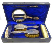 Silver dressing table set by Charles S Green & Co Ltd Birmingham 1909 cased Condition