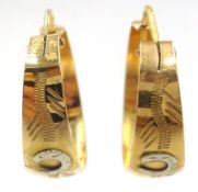 Pair of 18ct gold hoop ear-rings with white gold detail stamped 750 Condition Report