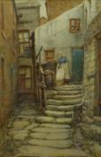 Thomas Barrett (Staithes Group 1845-1924): 'Old Theakers Yard Staithes', watercolour signed,