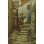 Thomas Barrett (Staithes Group 1845-1924): 'Old Theakers Yard Staithes', watercolour signed,