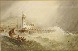 H B Carter (British 1804-1868): Returning to Harbour & Wreck in the North Bay Scarborough,