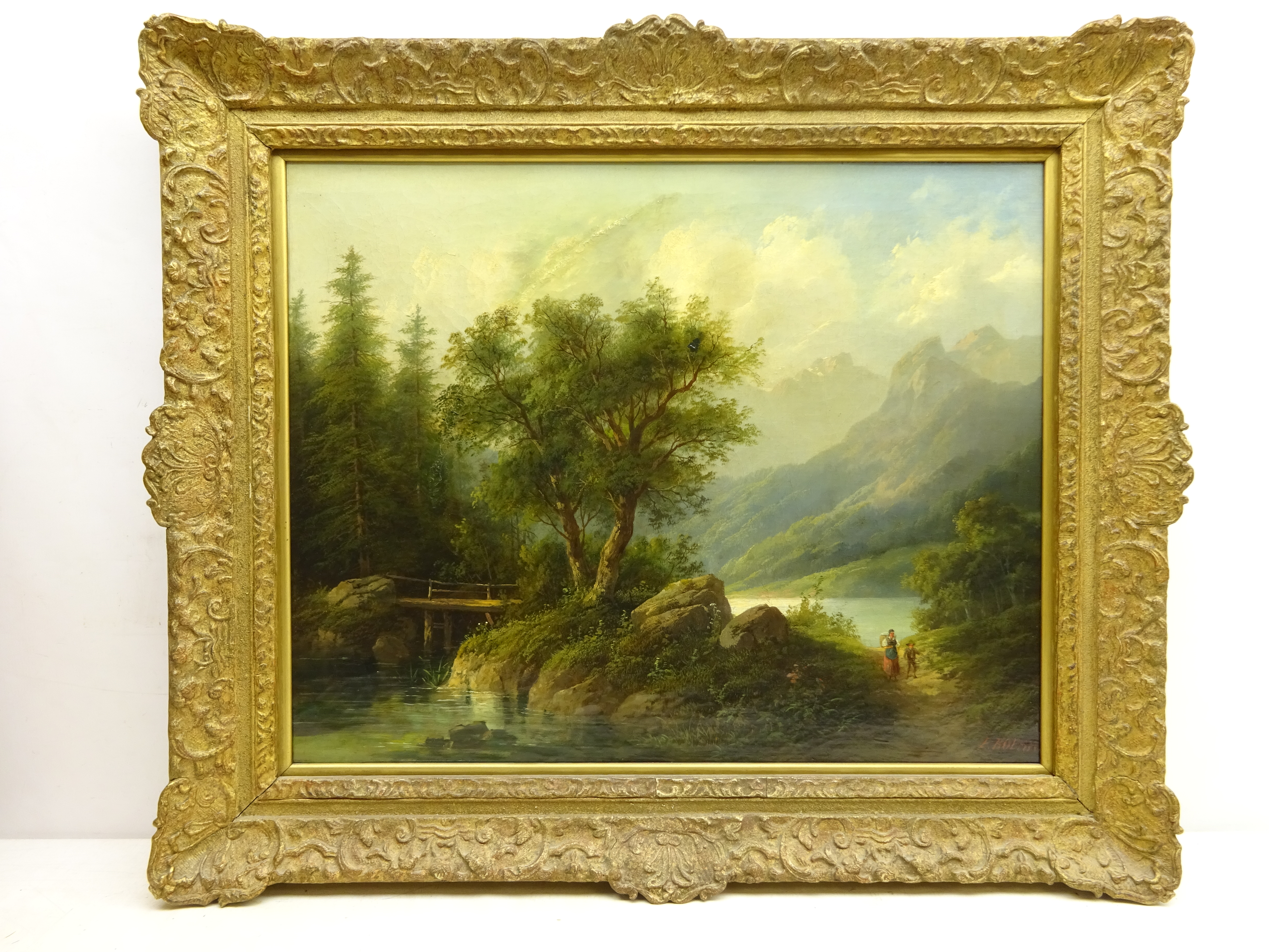 Edouard Boehm (Austrian 1830-1890): 'Partie aus Salzberg', oil on canvas signed, - Image 2 of 6